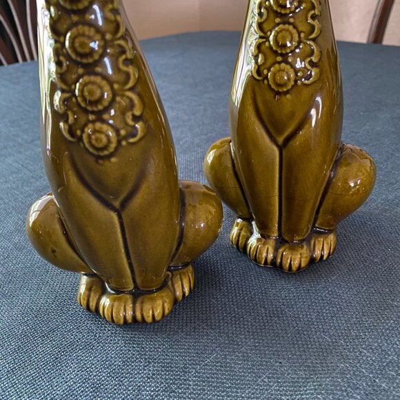 Vintage Rare Holt Howard HH Japan Green Glazed Tall Salt & Pepper Shakers - Picture 7 of 13